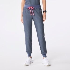 Figs Women’s Blue/Gray Jogger Scrubs Pants with Drawstring Size XS Heather Denim